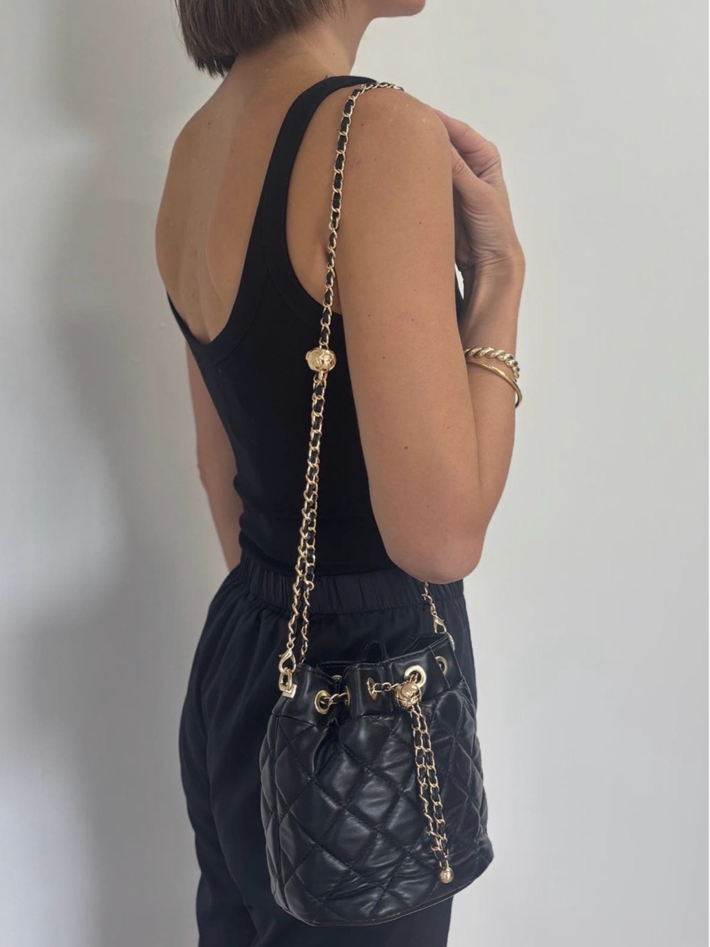 Adornia Quilted Drawstring Crossbody Bucket Bag - Picture 5 of 5